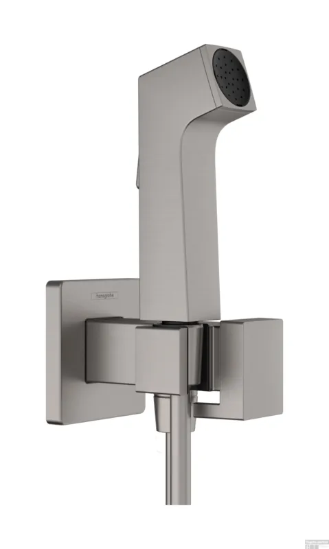 Exclusieve Aanbieding Hansgrohe bidethanddouche 1jet E EcoSmart voor koud water met douchehouder en doucheslang 125 cm, Brushed Black Chrome