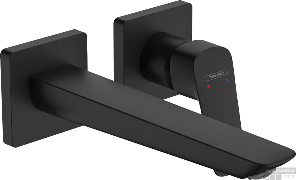 Hansgrohe Logis Fine ééngreeps wastafelmengkraan inbouw voor wandmontage voorsprong 20,5 cm, mat zwart Shop Nu
