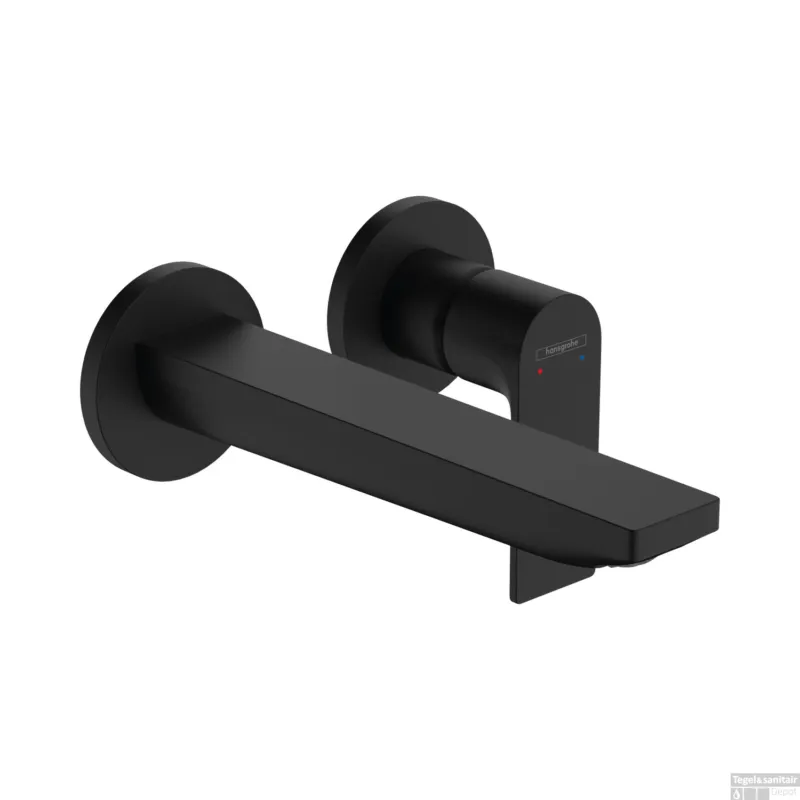 Wastafelmengkraan Inbouw HansGrohe Rebris E Eengreeps Wandmontage Met Uitloop 20 cm Mat Zwart Merkproduct