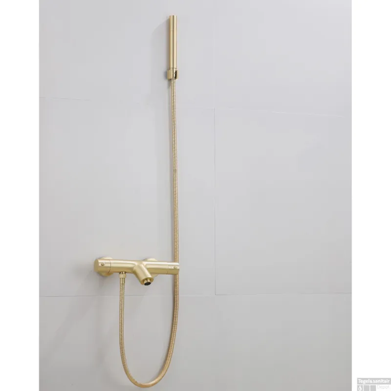 Badkraan Opbouw BWS Gold met Staaf Handdouche Set Messing Mat Goud Dagaanbieding