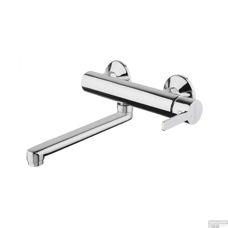 Premium Wastafelmengkraan Wandmontage Sapho Espada 1-hendel Uitloop Recht 20 cm Chroom
