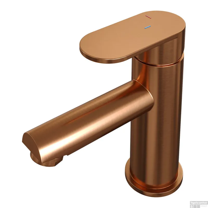 Veilige Betaling Wastafelmengkraan Brauer Copper Edition Coldstart Opbouw Laag Platte Hendel Geborsteld Koper PVD