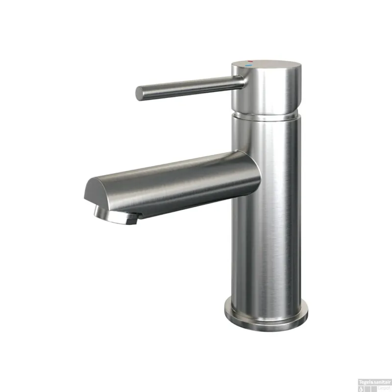 Bestseller Wastafelmengkraan Brauer Brushed Edition Coldstart Opbouw Laag Ronde Hendel Geborsteld RVS PVD