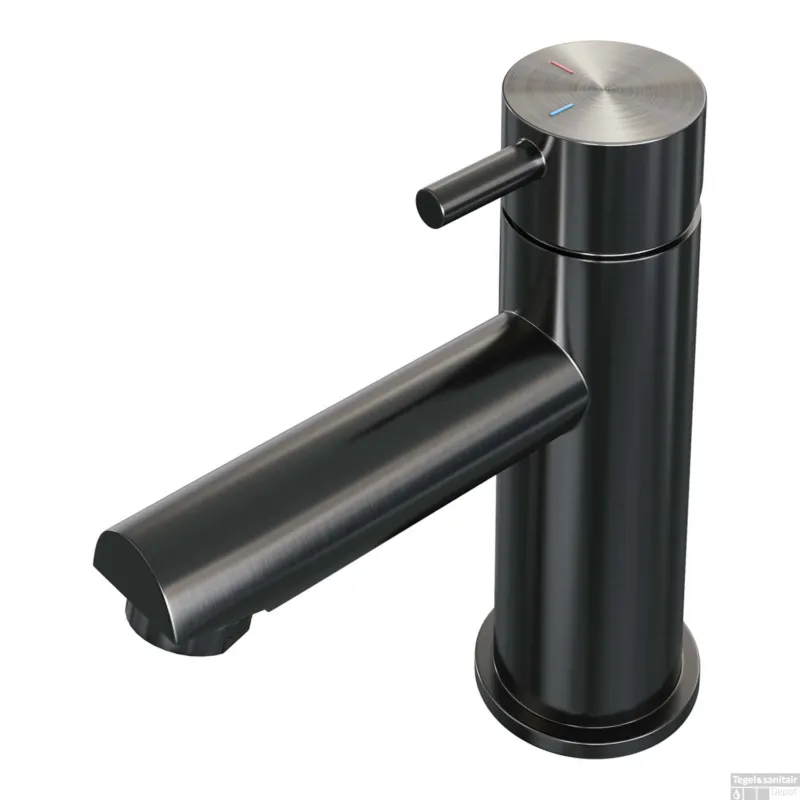 Koop Online Wastafelmengkraan Brauer Gunmetal Edition Coldstart Opbouw Laag Korte Ronde Hendel Geborsteld Gunmetal PVD