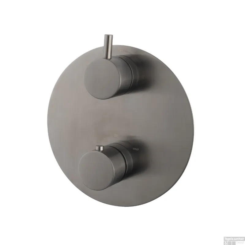 Afbouwdeel Wiesbaden Caral Thermostaat 2 Weg Rond Gunmetal Flitsaanbieding
