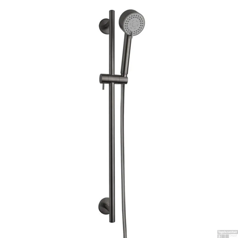Glijstangset Wiesbaden Cadans Luxe Compleet Met Handdouche En Doucheslang Gunmetal Rechtstreeks Van De Fabrikant