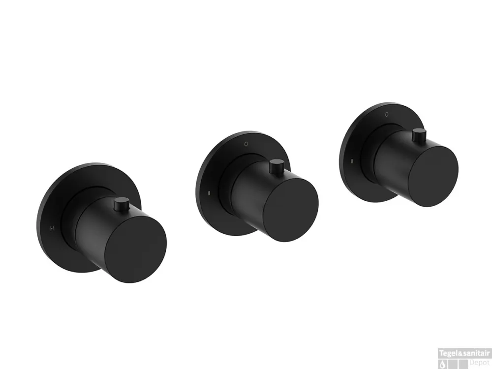 Hete Deal Afbouwdeel Thermostatische Douchekraan Wiesbaden Caral Met 2 Stopkranen Mat Zwart