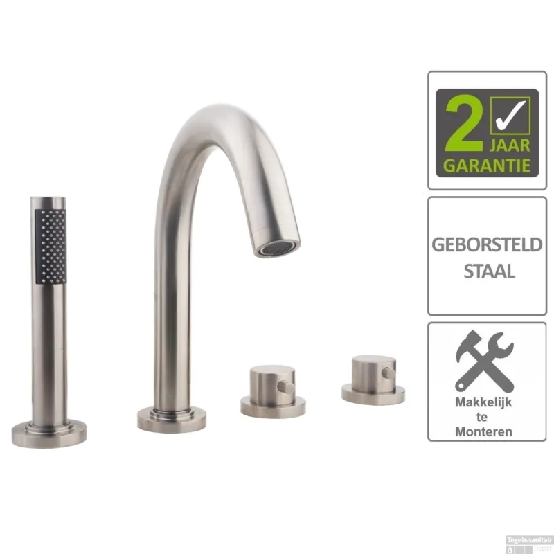 BWS Badrandthermostaat 4Gats Rond Afbouwset RVS (Exclusief Inbouwdeel) Beperkte Voorraad