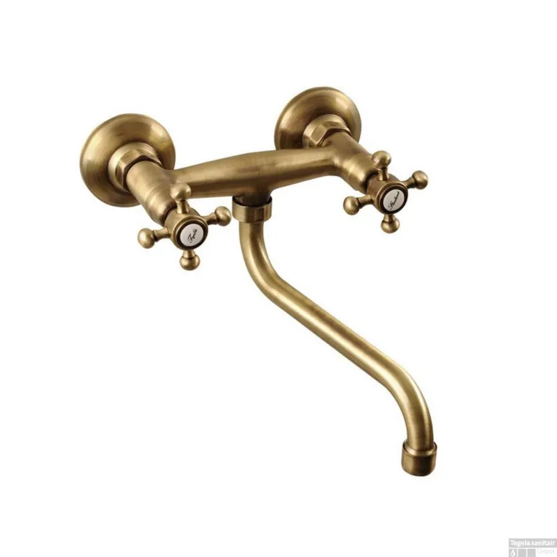 Inbouw Wastafelmengkraan Sapho Antea 2-knop Gebogen Uitloop 19 cm Brons Flitsaanbieding