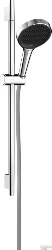 Korting Hansgrohe Rainfinity doucheset 130 3jet EcoSmart met glijstang S Puro 65 cm, push-schuifstuk en Designflex textiel doucheslang 160 cm, chroom