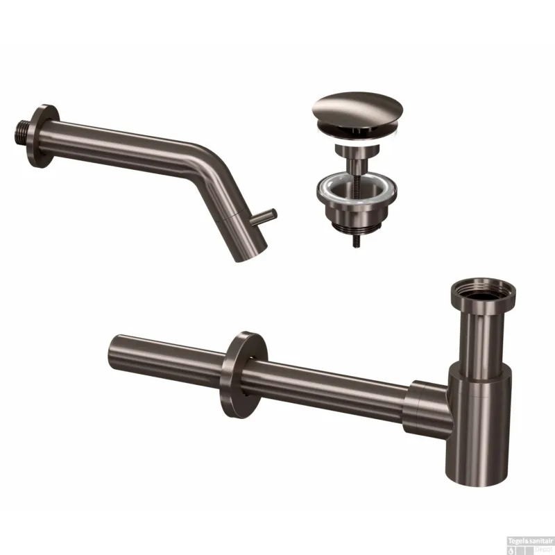 Fonteinkraanset INK Inbouw Ink Inclusief Waste en Design Sifon Metal Black Lage Kosten
