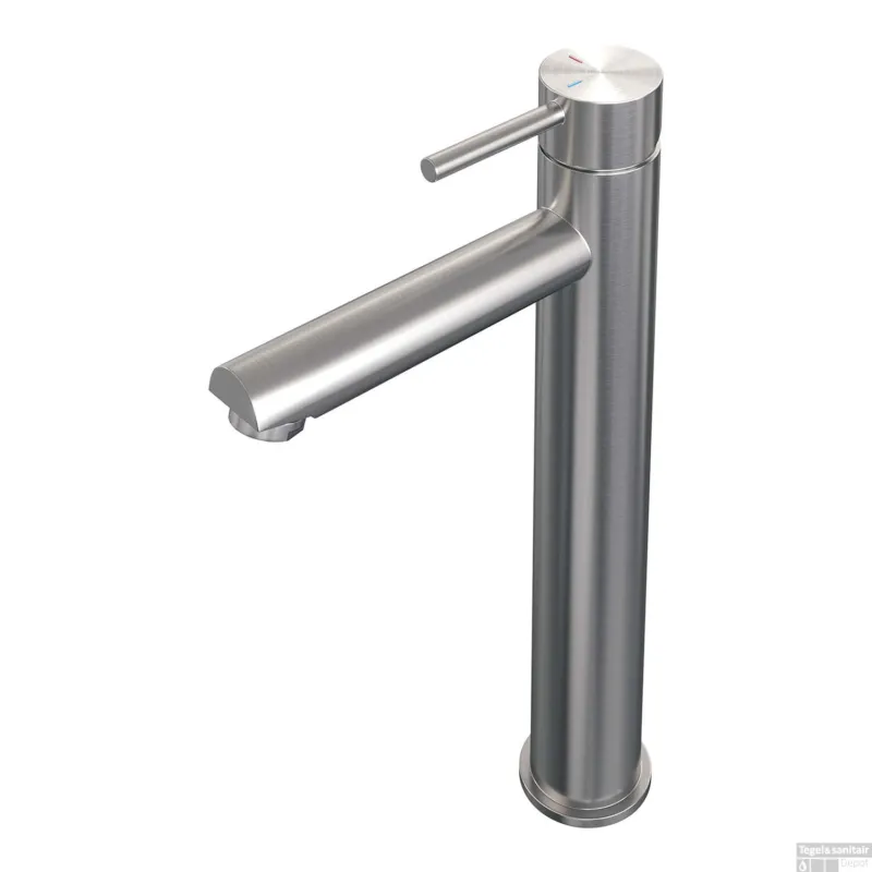 Wastafelmengkraan Brauer Brushed Edition Coldstart Opbouw Hoog Ronde Hendel Geborsteld RVS PVD Tijdelijk Beschikbaar