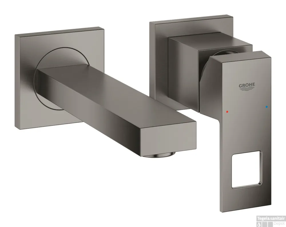 Koop Vandaag Wastafelmengkraan GROHE Eurocube 2-Gats Wand 172 Mm Hard Graphite Geborsteld