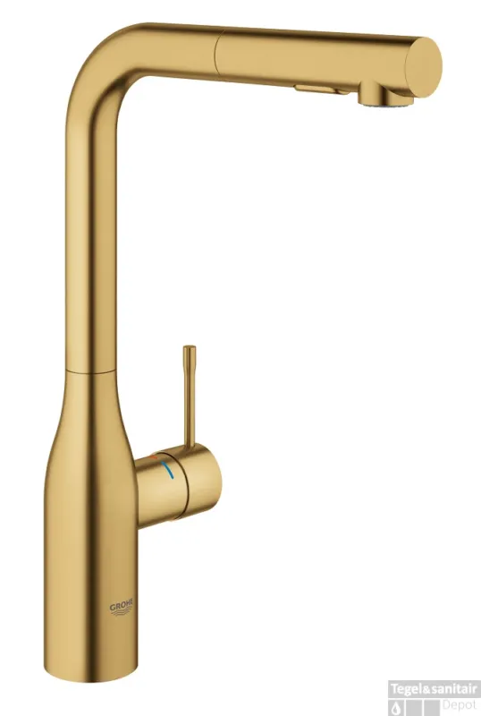 Alleen Vandaag Keukenmengkraan GROHE Essence New L-Uitloop Uittrekbare Dual Spray Cool Sunrise Geborsteld