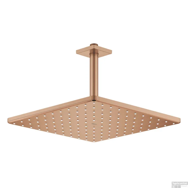 Regendoucheset GROHE Rainshower Mono Cube 31 cm met Plafondarm Warm Sunset Geborsteld Flitsaanbieding