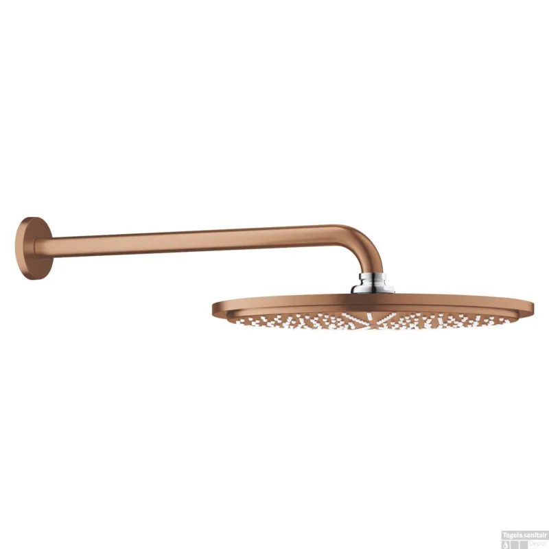 Express Levering Regendoucheset GROHE Rainshower Cosmopolitan Metal 31 cm met Wandarm Warm Sunset Geborsteld