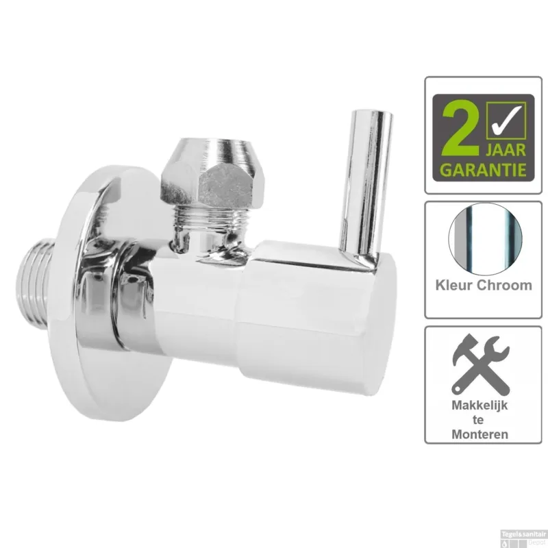 Exclusieve Aanbieding BWS Kraan Hoekstop 3/8"x10 Chroom (Inclusief Rozet)