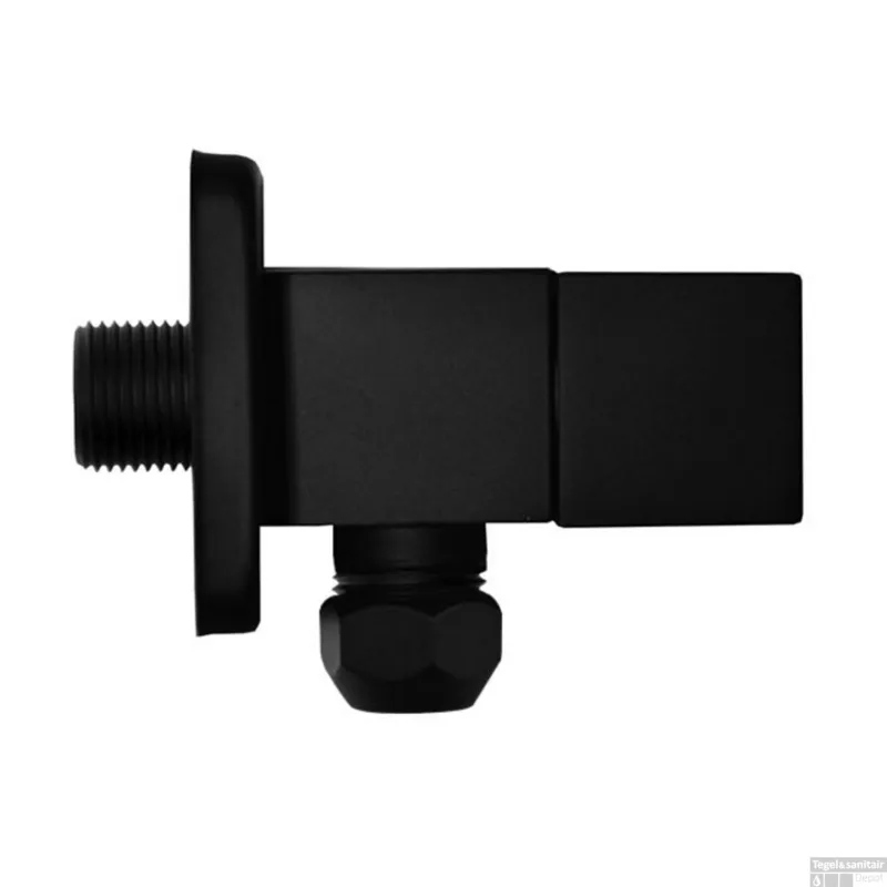 Koopje Hoekstopkraan Riko Square 3/8x10 Inclusief Rozet Mat Zwart
