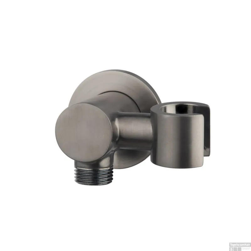 Speciale Aanbieding Doucheaansluiting BWS Cemal Handdouchehouder Rond Met Kantelbare Opsteek 1/2" Messing Gunmetal
