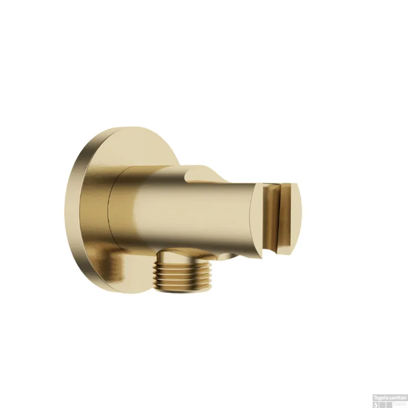 Merkproduct Wandaansluitbocht BWS Mark Met Handdouchehouder Rond 1/2" Geborsteld Messing