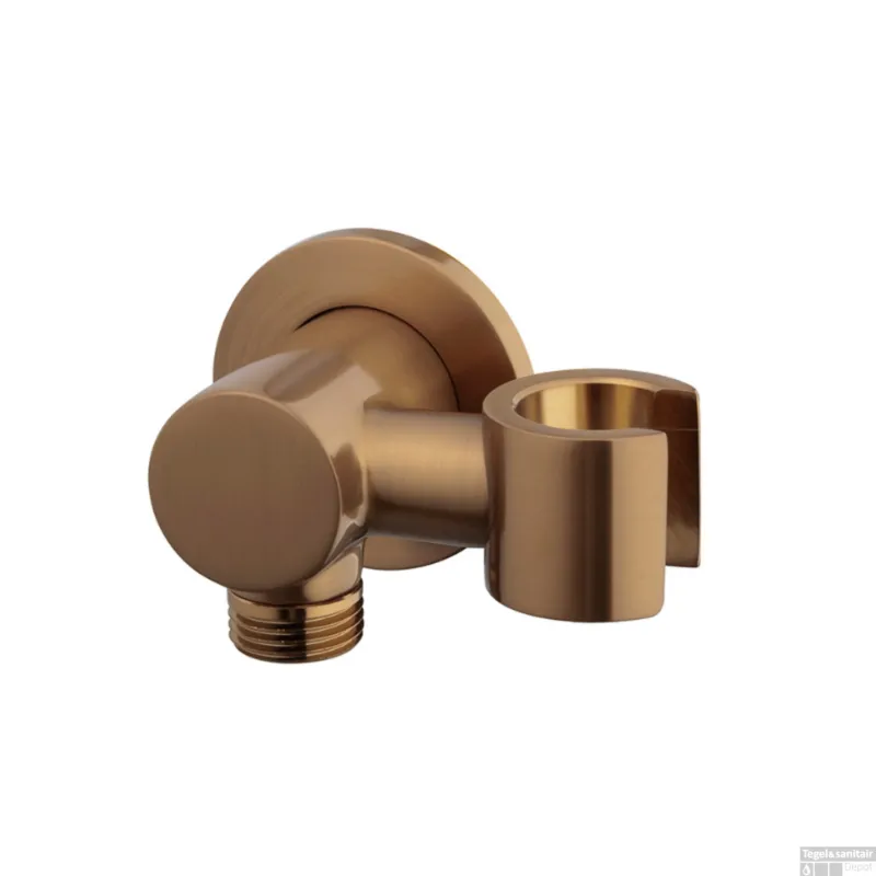 Wandaansluitbocht Wiesbaden Nala Met Kantelbare Handdouchehouder Rond 1/2" Geborsteld Brons Koper Flitsaanbieding
