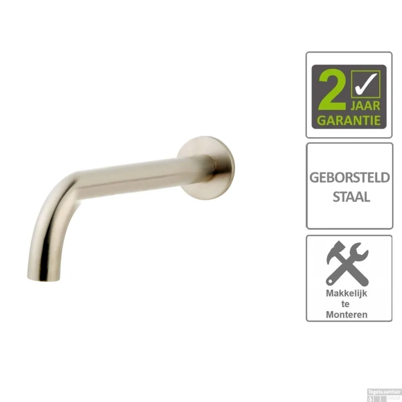 BWS Inbouwuitloop Rond 25cm 1/2" Geborsteld Staal Beperkte Voorraad