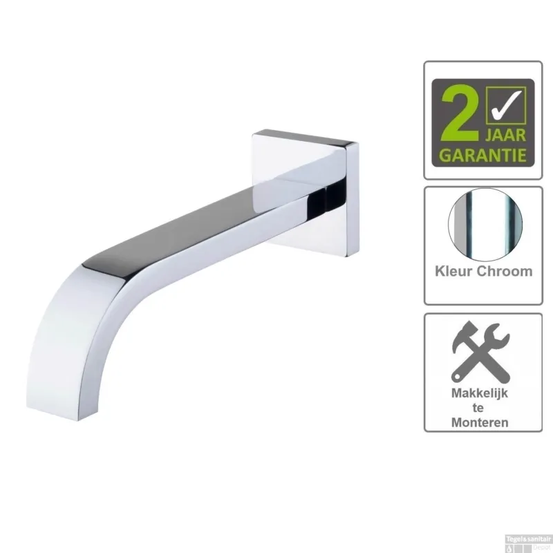 BWS Inbouwuitloop Vierkant 30cm 1/2" Chroom Uitverkoop