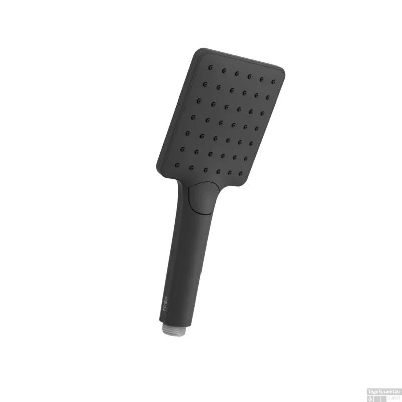 Fabrieksprijs Handdouche Tres Massage Eco-Drop 3-Standen 9.6x5.5x24.2 cm Vierkant Mat Zwart