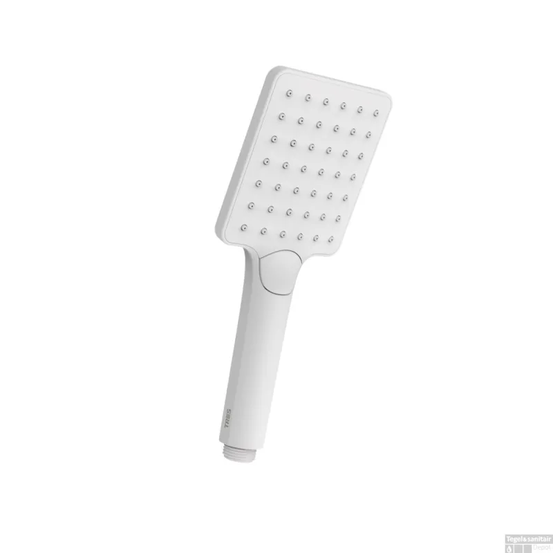 Handdouche Tres Massage Eco-Drop 3-Standen 9.6x5.5x24.2 cm Vierkant Mat Wit Direct Beschikbaar