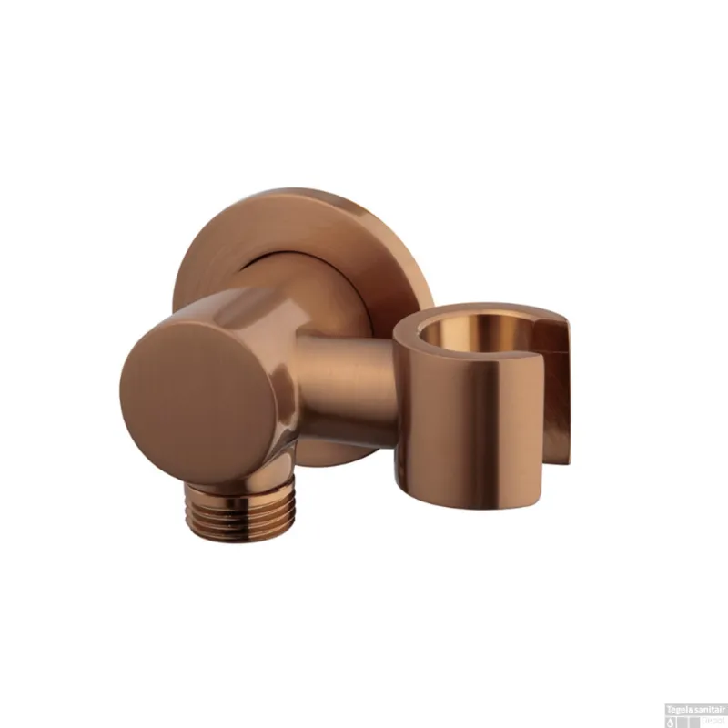 Hete Deal Wandaansluitbocht BWS Danielle Met Kantelbare Handdouchehouder Rond 1/2" Geborsteld Brons Koper