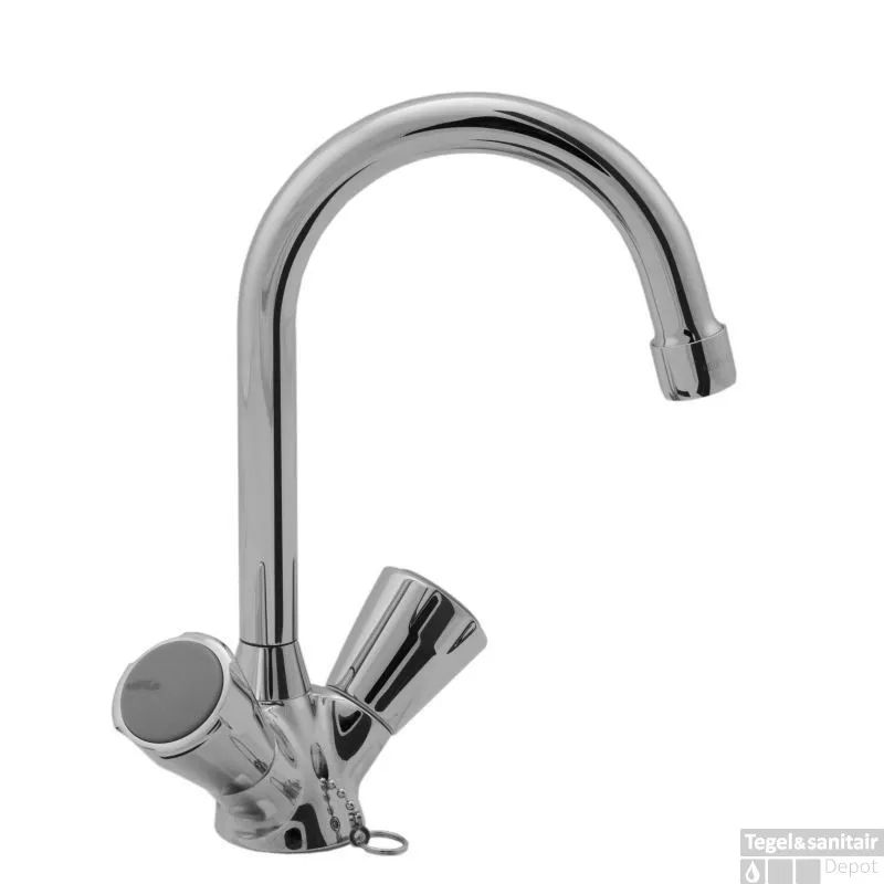 Direct Verzonden Venlo Nimbus Ii Messing Eco Topflex Wastafelkraan Met Ketting Uitloop 15 Cm. Chroom