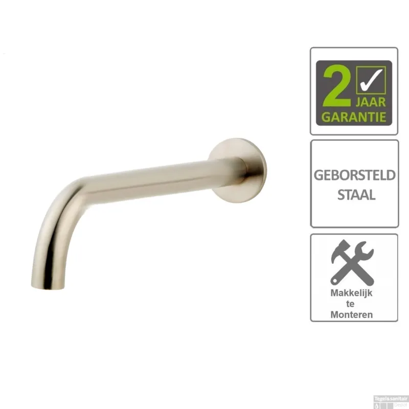 BWS Inbouwuitloop Rond 30 cm 1/2" Geborsteld Staal Direct Verzonden