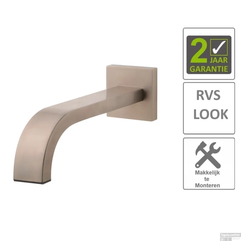 BWS Inbouwuitloop Vierkant 25cm 1/2" Geborsteld Staal Favoriet