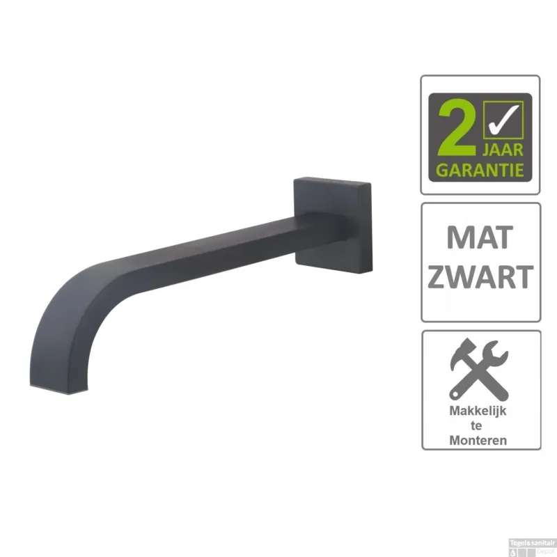 BWS Inbouwuitloop Vierkant 26cm 1/2" Mat Zwart Korting