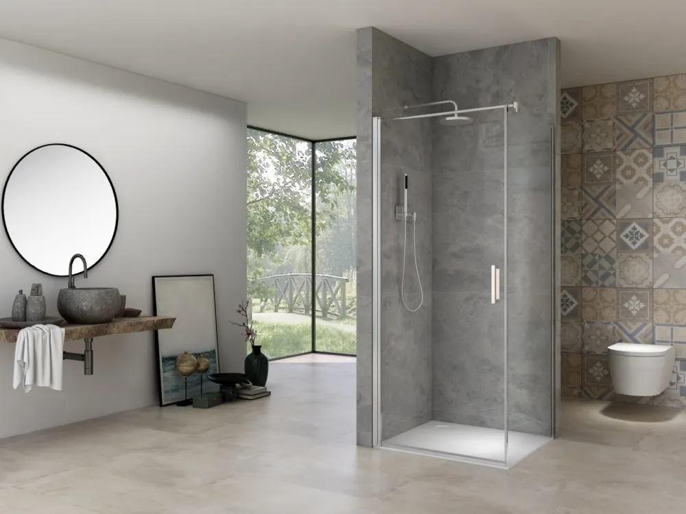 Van Rijn Products ST02LP150 douchecabine hoekinstap 90cm deur 120cm zijwand chroom Favoriet