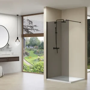 Direct Verzonden Van Rijn Products ST01MGR inloopdouche 90cm rookglas - zwart