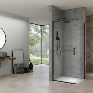 Alleen Vandaag Van Rijn Products ST02LP150ZW douchecabine hoekinstap 90cm deur 120cm zijwand zwart