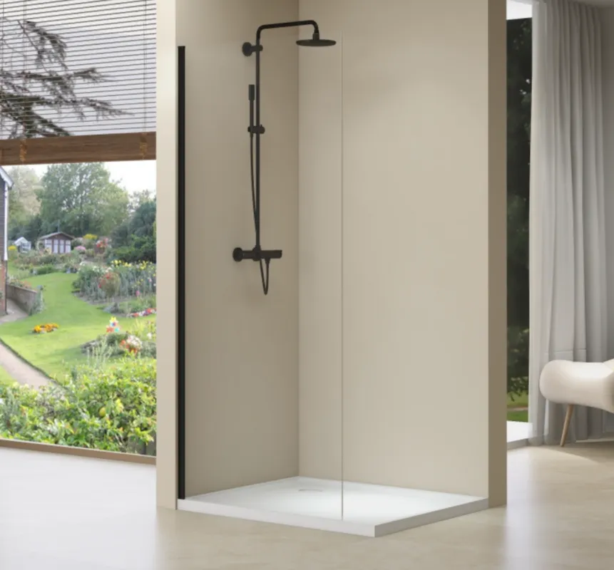 Van Rijn Products ST01ZWM inloopdouche 60cm met mat zwart beslag - zonder stabilisatiestang Laatste Kans