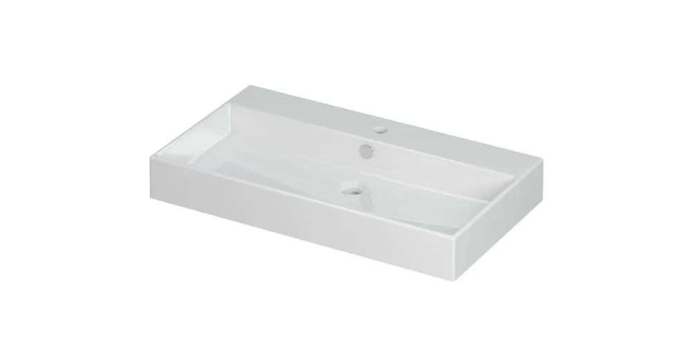 Ink Unlimited wastafel - porselein met 1 kraangat - Glans wit 800x450mm (bxd) Hete Deal