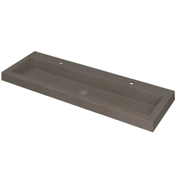 Ink Dock Wastafel Quartz met 2 kraangaten - Quartz beton - 120x40 cm Op = Op