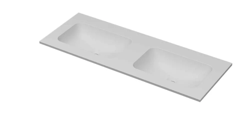 Koop Online Ink Aspekt dubbele meubelwastafel 120x45cm - zonder kraangaten - Porselein mat wit