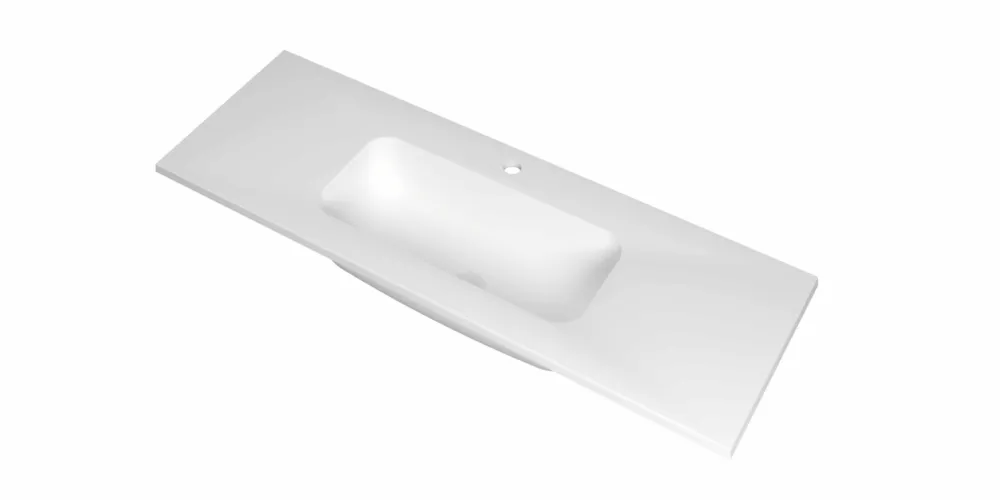 Finale Uitverkoop Ink Reflekt wastafel midden polystone 120x40cm - 1 kraangat - Mat Wit