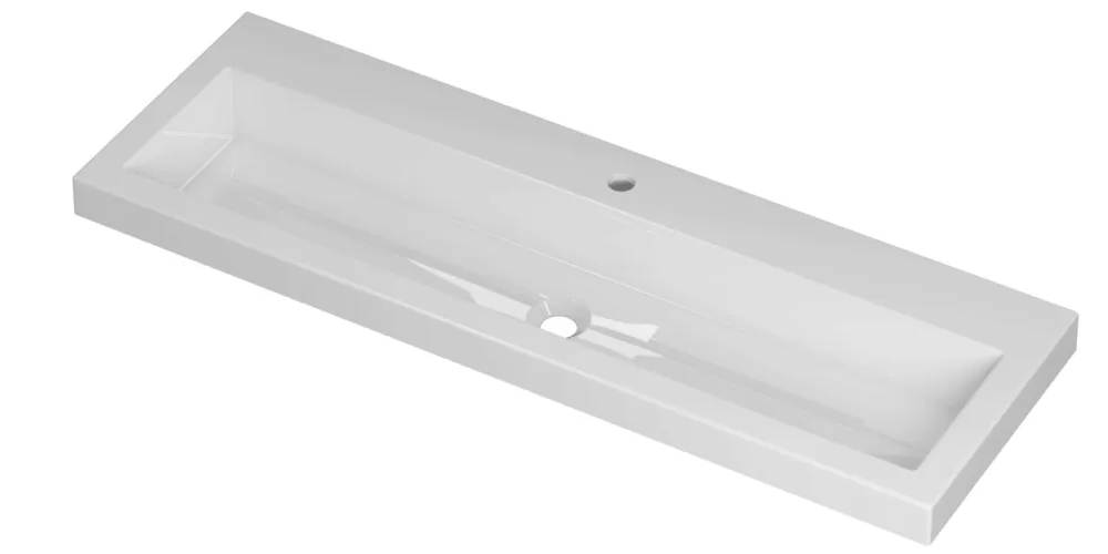 Ink Roots wastafel porselein met 1 kraangat - glans wit - 120x40x6cm (bxdxh) Merkproduct