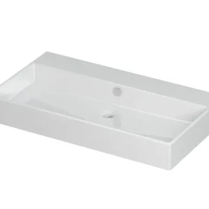 Ink Unlimited wastafel - porselein zonder kraangat - Glans wit 800x450mm (bxd) Laatste Versie