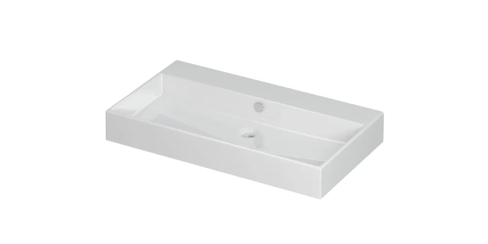 Ink Unlimited wastafel - porselein zonder kraangat - Glans wit 800x450mm (bxd) Laatste Versie