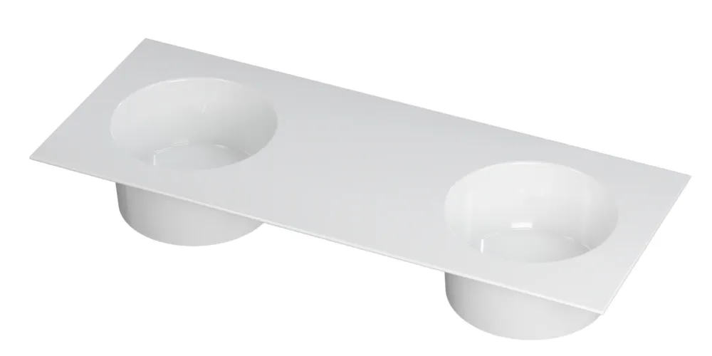 Direct Beschikbaar Ink UFO Wastafel porselein rond dubbel zonder kraangat - Glans wit - 1200x480x180 mm (bxdxh)
