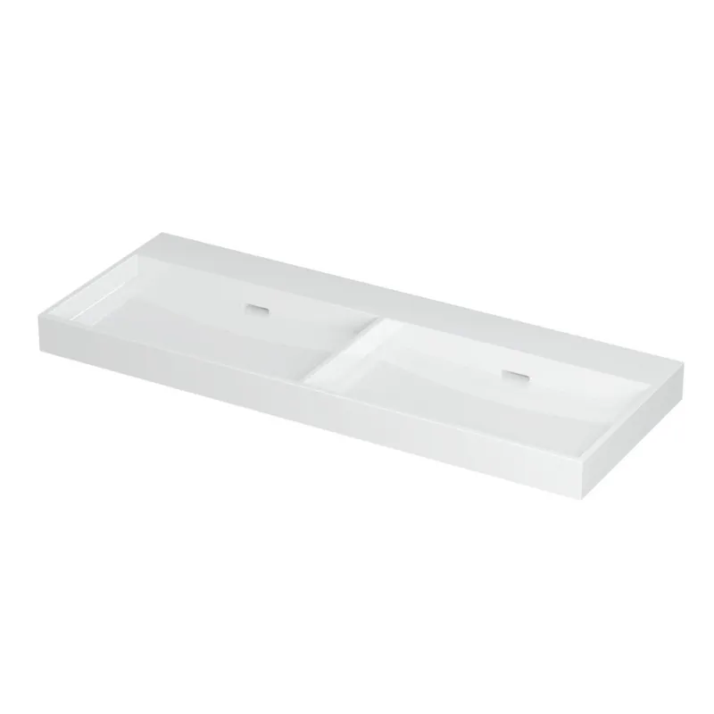 Ink Urban wastafel porselein dubbel zonder kraangat - Glans wit 1200x450mm (bxd) Betaalbaar