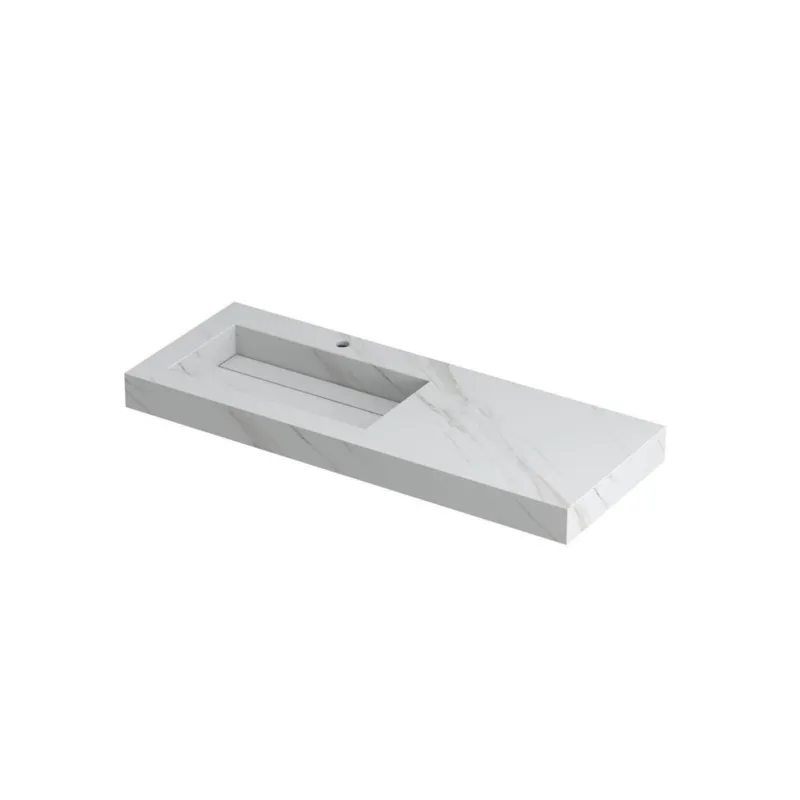 Ink Pitch meubelwastafel links 120x45cm keramische slab - 1 kraangat - Calacatta Must-Have