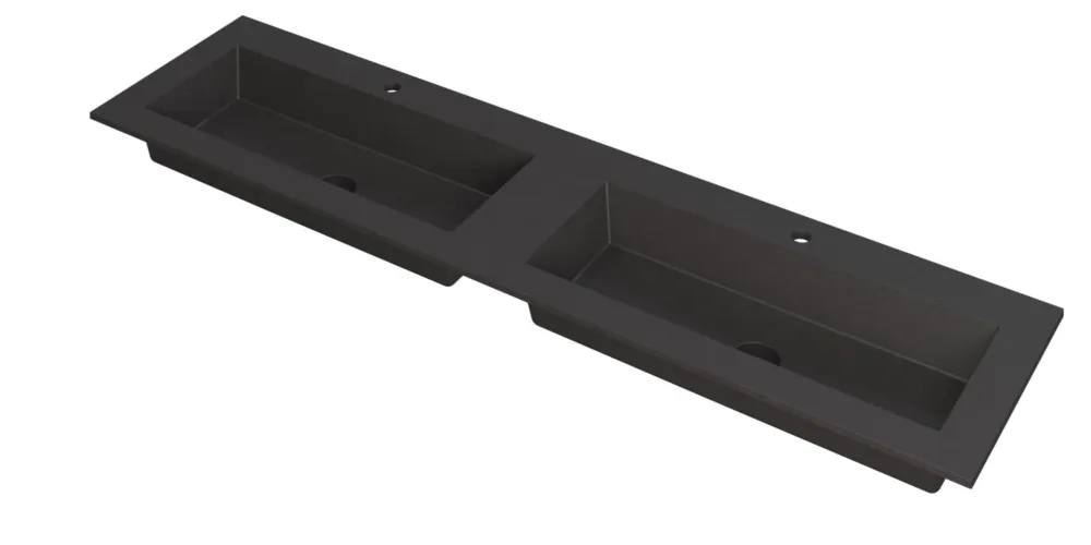 Nieuw Ink Kraft dubbele meubelwastafel 180x45cm - 2 kraangaten - Quartz zwart