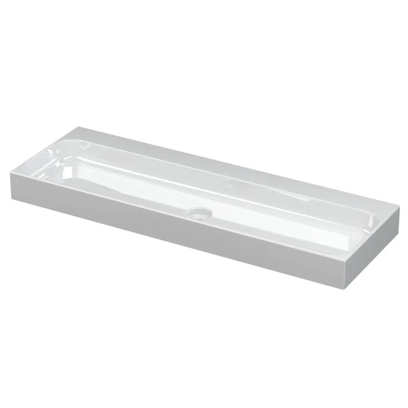Ink Unit wastafel porselein zonder kraangaten incl. porseleinen click plug - Glans wit 1200x400mm (bxd) Korting